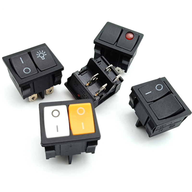 China Factory Rocker Switch  4 pin 4 position Rocker switch 16A/250V Red button on/off rocker switch with red light