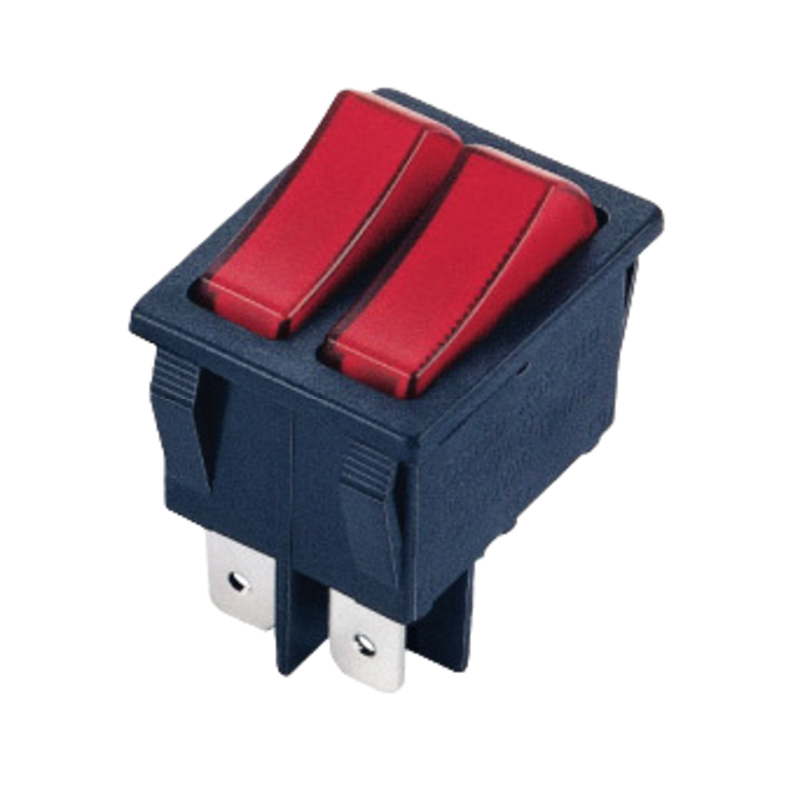 Manufacturer wholesale 30A with light 2 speed 4 pin double poles rocker switch