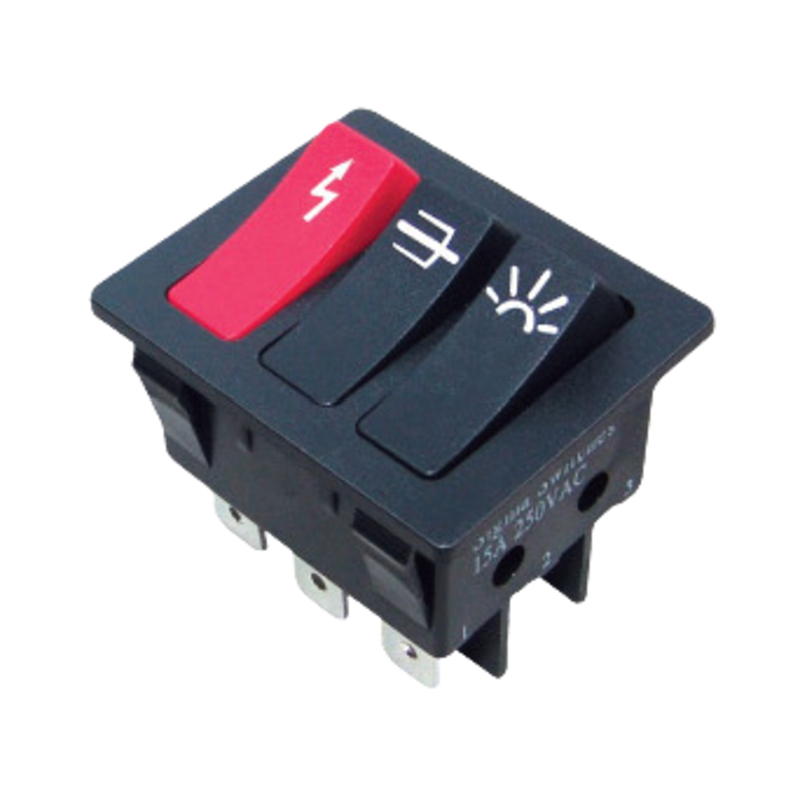 DENO  three ways rocker switch  4 Positions red mini rocker switch on off for equipment or appliance