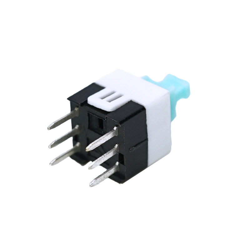 6 pins 7x 7 On-off green color Self locking Swtich KFC-02-700-6GZ