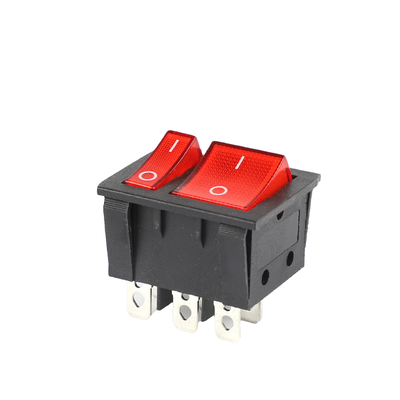 DENO Red ON-OFF Switch 4P/6P- 30A 250V T125 – KCD4 – with Neon Lamp inside Lighted button rocker switch