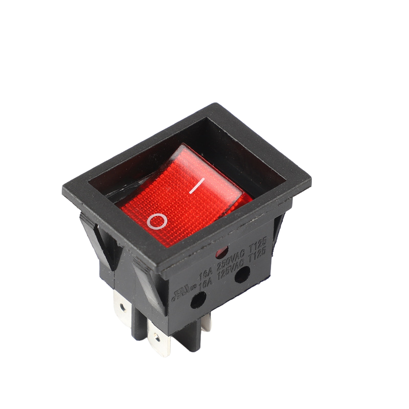 DENO KCD4-201-N 4 Pin 2 Way ON-OFF DPST 30A 250V T125 Heavy Duty Rocker Switch with 120V Red LED