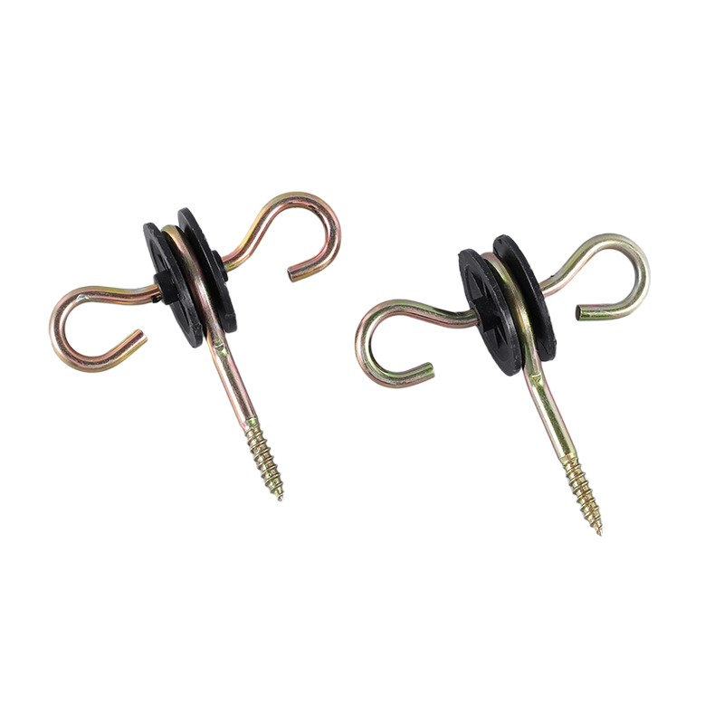 Electric fence plastic black screw-in hook gate handle insulator for wood post